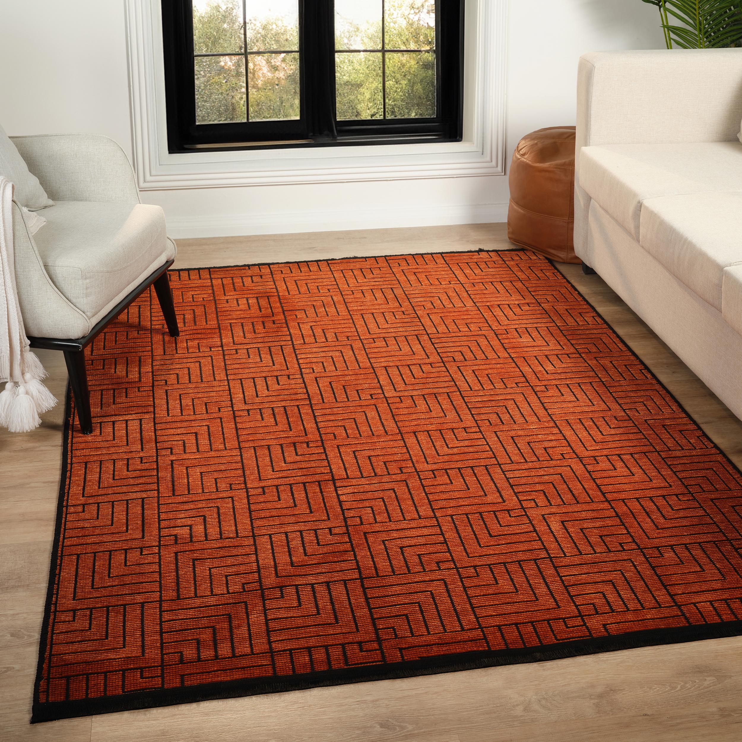 MODERN ŞÖNİL KİLİM  KARELİ KREMİT